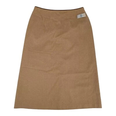 De colección. Maxi Falda Talbots 12p Cabello Camel Línea A Borde Cuero Años 90 Marrón Foto 1 de 4