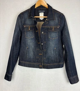 Vintage Y2K Nautica Co Womens Jean Jacket Dark Blue Denim Chore Trucker Large L - Picture 1 of 11