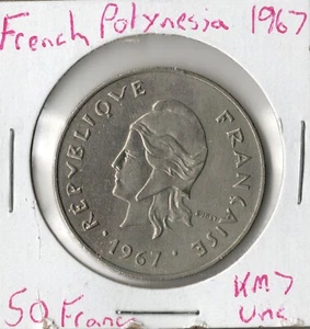 Moneda Polinesia Francesa 50 francos 1967 KM7, tipo un año - Imagen 1 de 2