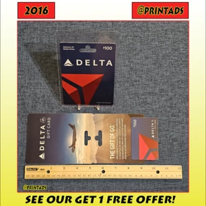 Tarjeta de regalo coleccionable Delta Airlines 2016 valor de $0 sin usar + soporte transparente - Imagen 1 de 6