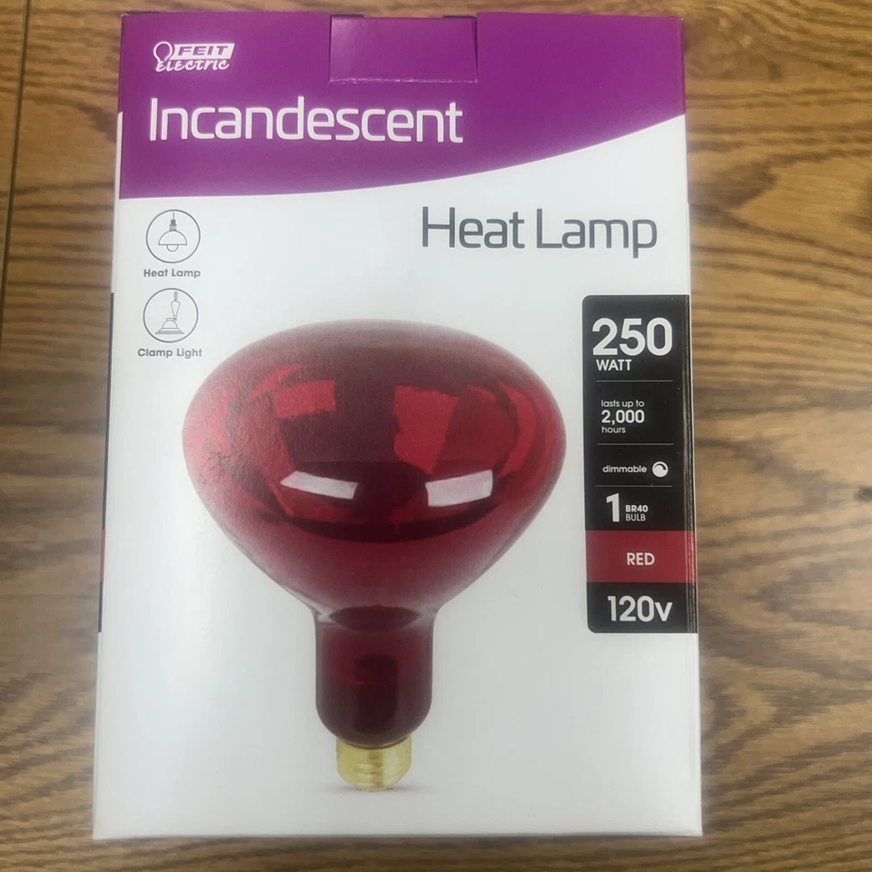 1 Feit Electric Heat Lamp Red Light Bulb 250W 120V DIMMABLE 250R40/R/HDRP - Image 1 of 3