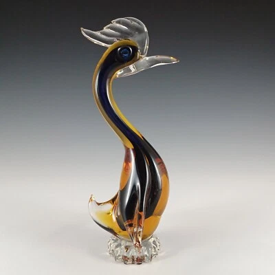 Murano / Venetian Blue & Amber Sommerso Glass Swan Figurine - Image 1 of 4