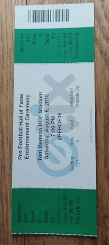 2016 Pro Football Hall of Fame Enshrinement Ticket Brett Farve Green Bay Packers Cover