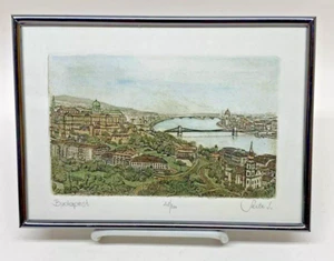 VTG 7"+ x 5"+ Framed Budapest Art Limited Edition Etching 28/100 Signed Saluta - Picture 1 of 4