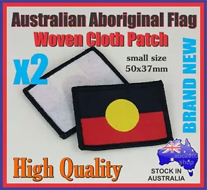 2x Australian Aboriginal Flag Applique Woven Cloth Patches Sew On Badges - Picture 1 of 2