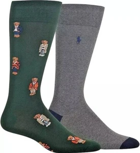 POLO RALPH LAUREN Men's 2 Pk Polo Bears Slack Dress Socks Shoe Sz 6-12.5 New - Picture 1 of 4