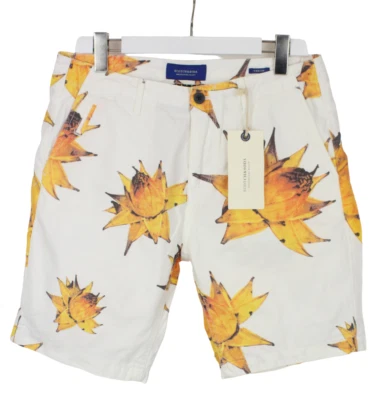 Pantalones Cortos SCOTCH & SODA Theon Para Hombre W32 Chino Estampado Floral Informal Foto 1 de 4