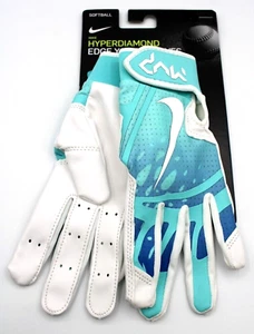 Nike HyperDiamond Edge Batting Gloves Youth Small Lt Aqua/Game Royal/White - Picture 1 of 5