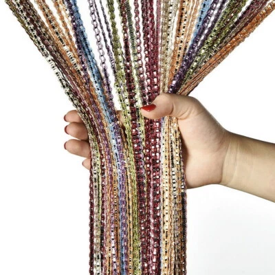 US Glitter String Door Curtain Beads Room Dividers Beaded Fringe Window Panel 2m - Image 1 of 4