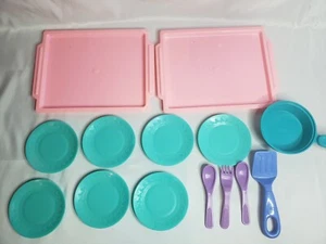 Vintage Little Tikes Plate and Utensils Set Pretend Plastic Toys Tray - Picture 1 of 6