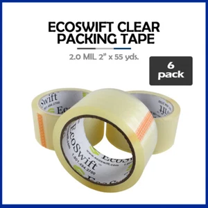 6 Rollen "EcoSwift" Marke Packband Box Verpackung 2,0 ml 2" x 55 Yard (165 Fuß) - Bild 1 von 6