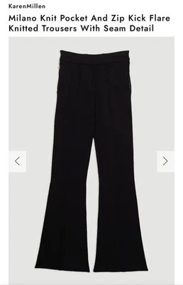 KAREN MILLEN Milano Knit Pocket And Zip Kick Flare Knitted Trousers Size L - NEW - Image 1 of 3
