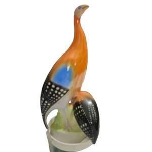 Hollohaza Guinea Fowl Figurine Hungarian Fine Porcelain 7.5" Partridge Vintage - Picture 1 of 7