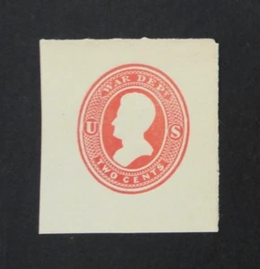 Sobre de estampilla oficial de Estados Unidos UO48 2c 1875 Departamento de Guerra rojo sobre ámbar corte cuadrado - Imagen 1 de 2