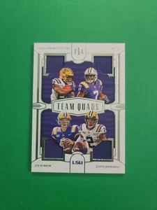 2020 NATIONAL TREASURES LSU QUADS Joe BURROW JEFFERSON HELAIREPATCH /99 - Picture 1 of 2