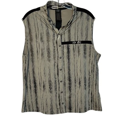 Jamie Sadock Sleeveless Golf Shirt  Mock Neck Snap Down Sportswear Polo Gray XL - Image 1 of 4