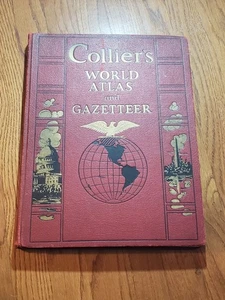 1939 Collier’s World Atlas & Gazetteer Large Hardcover Book - Imagen 1 de 10