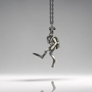 Scuba Diving Pendant for Men & Women Vintage Style 925 Silver Diver Jewelry Gift - Picture 1 of 13