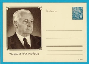 1x Ganzsache P67, Ansichtskarte Präsident W. Pieck, 10Pf.Marke 58-Jahrplan, 1953 - Bild 1 von 1