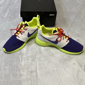 Nike Roshe Run Shoes Mens 7.5 / W 9 Custom White Purple Neon 943711-991 NIKEID - Picture 1 of 14