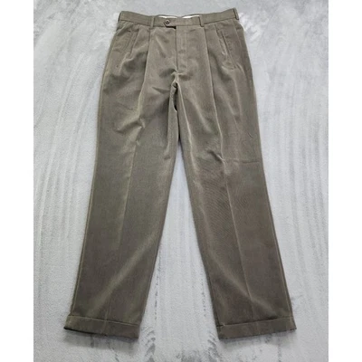 Pantalones de vestir Haggar etiqueta negra para hombre 34x32 marrón plisado puños oficina academia Foto 1 de 4