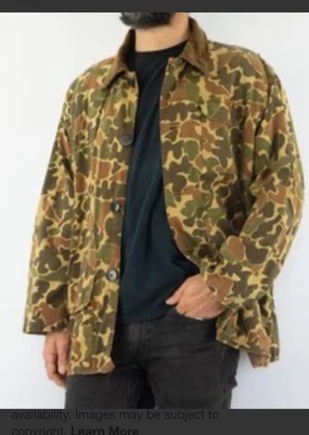 Game Winner Tan Green CAMO Game Hunting Jacket Brown Corduroy Collar Mens S VTG - Image 1 of 4