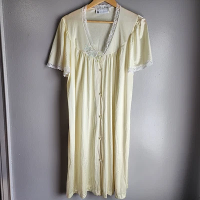 Camisón Vintage Vandemere Nylon Ligero Amarillo Pastel Cottagecore Talla L Foto 1 de 4