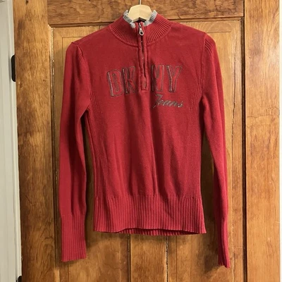 Suéter Vintage Y2K DKNY Rojo Joyas Cuarto Cremallera Talla S Retro Años 2000 Logo Foto 1 de 4