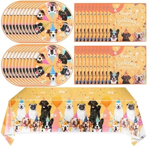 41pcs Dog Theme Tableware Set - Puppy Plates, Napkins, Tablecloth for Girls B... - Bild 1 von 7