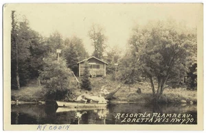 Loretta WI Resort La Flambeau RPPC Postkarte Autobahn 70 Paar im Ruderboot um 1941 - Bild 1 von 2