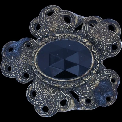 Nuevo Estilo Ónix Flor Floral Hebilla Cinturón Vaquera Occidental Victoriano Gótico Gótico Foto 1 de 3