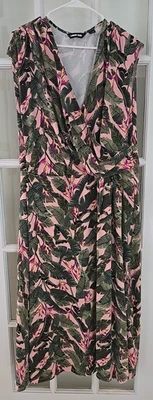 Maxi Vestido Lands's End Jersey Tejido Tropical Floral Escote Sobrepelliz Mujer 2X Foto 1 de 4