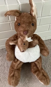 Kangaroo Soft Plush with Baby Joey In Pouch Backpack Bag - Picture 1 of 11