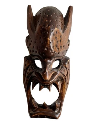 Máscara Duende Espíritu Diablo Demonio Tallada Madera Mediados de Siglo De Colección Filipinas Foto 1 de 4