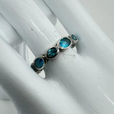 Anel de vidro Silpada R2280 Northern Lights azul água prata esterlina 925 tamanho 10,25 - Imagem 1 de 4