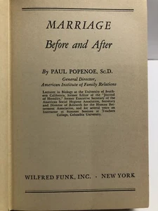 Antique Marriage Before and After By Paul Popenoe 1943 Vintage - Picture 1 of 5