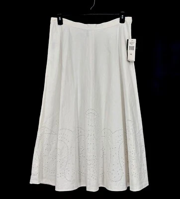 Maxi Falda Lauren Ralph Lauren Sevilla Blanca Ojales Mezcla Lino/Algodón Talla 12 Nueva con Etiquetas Foto 1 de 4