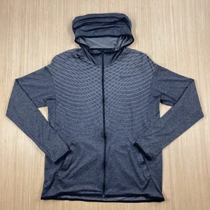 Nike Trainingsjacke Damen Large grau durchgehender Reißverschluss Kapuze geometrisch leicht Laufen Laufen - Bild 1 von 10