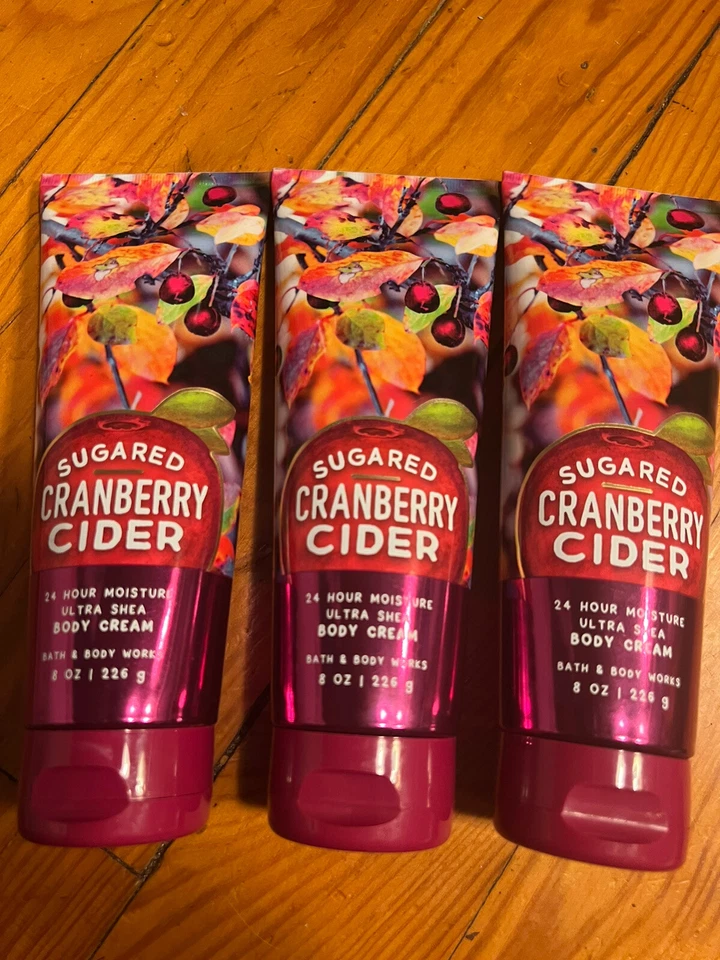 Bath & Body Works 3 X SUGARED CRANBERRY CIDER 8 Oz. ULTRA SHEA Body Cream DISC! - Image 1 of 1