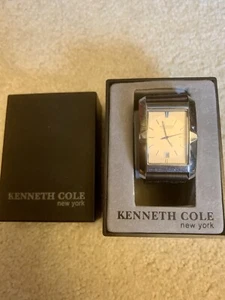 Kenneth Cole Reaction watch silver tone KC1395 P93-06 black leather band - Picture 1 of 6