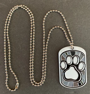 Paw Print Sunburst Pendant Necklace Dog Tag Jewelry Keychain Engravable Trophy - Bild 1 von 8