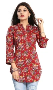 Women Ethnic Kurti Tunic Printed Designer Top Ethnic Kurta Shirt Dress SC2445 - Picture 1 of 7