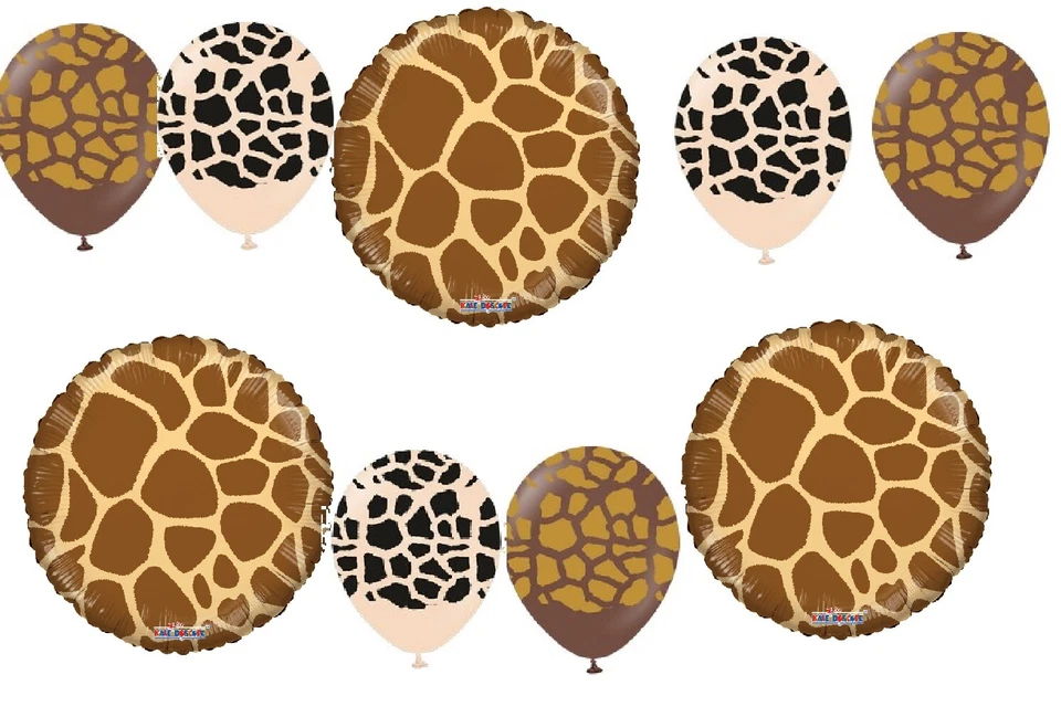 9 BALLOONS party GIRAFFE jungle safari zoo favors birthday baby shower any occas - Image 1 of 1