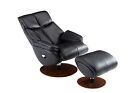 Barcalounger Alicia Leather Recliner Ottoman with Adjustable Headrest Black