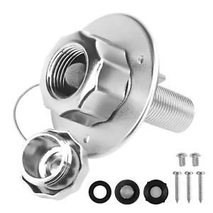 All Metal RV City Water Inlet + Check Valve, 3/4" GHT 1/2" NPT Thread Connection - Picture 1 of 8