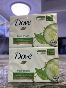 Sales! Dove 8 Bars * Fresh Touch Soap Bars - Cucumber & Green Tea Scent - Picture 1 of 9