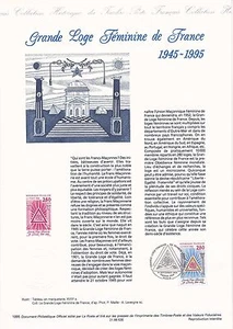 Document Philatélique 1er Jour : 35 1995 - Grande Loge Féminine de France - Imagen 1 de 1