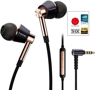 Triple Driver In-Ear Earphones High Resolution Hi-Res Sound Quality Black - Image 1 of 4