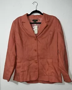 Blazer lino donna grande arancione Eddie Bauer 3 bottoni giacca carriera nuovo con etichetta - Foto 1 di 12