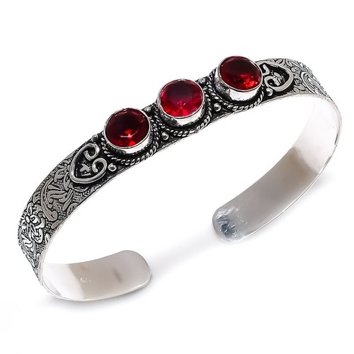 VALENTINO Bracciale in argento sterling 925 fatto a mano con pietre preziose granato rosso regolabile